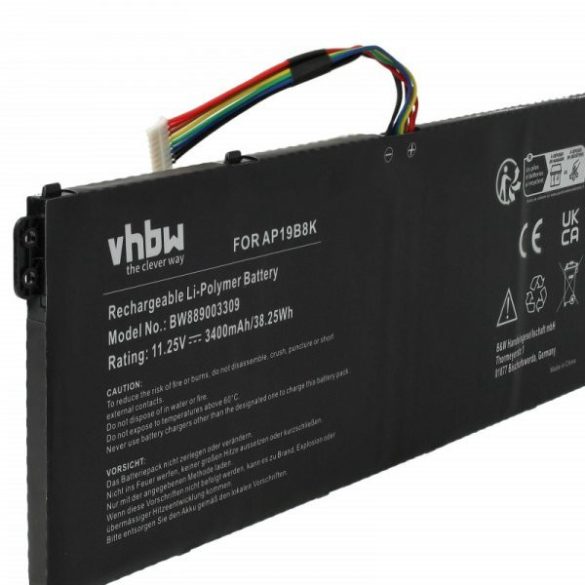 Acer KT00304013, AP19B8K, AP18C4K - 3400 mAh 11.25 V Li-polymer, fekete - Utángyártott notebook akku