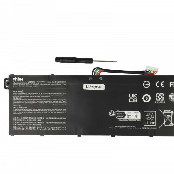Acer AC14B7K - 3000 mAh 15.28 V Li-polymer, fekete - Utángyártott notebook akku