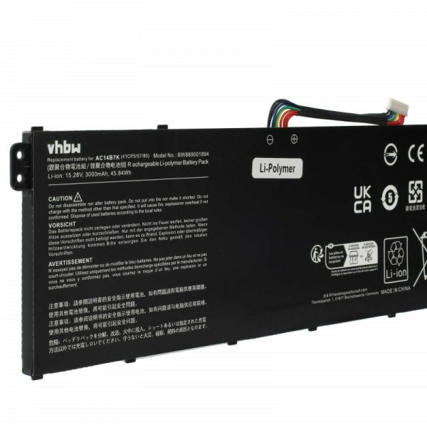 Acer AC14B7K - 3000 mAh 15.28 V Li-polymer, fekete - Utángyártott notebook akku