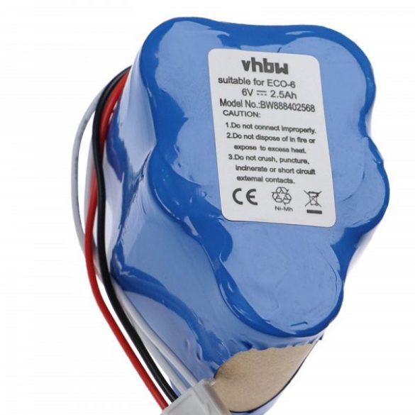 akku Ecovacs Deebot D63, D66, D68, D73, D76 2500mAh, 6V, NiMH - Utángyártott porszívó akku