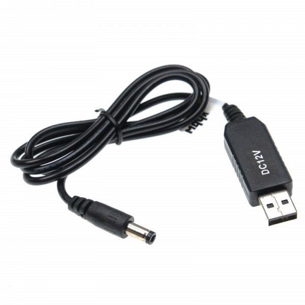 USB adapter - USB A -> 5,5 x 2,5 mm hengeres csatlakozó - 5 V / 2 A -> 12 V / 0,7 A