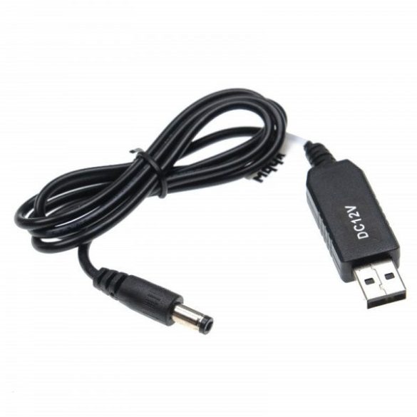 USB adapter - USB A -> 5,5 x 2,5 mm hengeres csatlakozó - 5 V / 2 A -> 12 V / 0,7 A