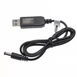 USB adapter - USB A -> 5,5 x 2,5 mm hengeres csatlakozó - 5 V / 3 A -> 12 V / 1 A - VHBW