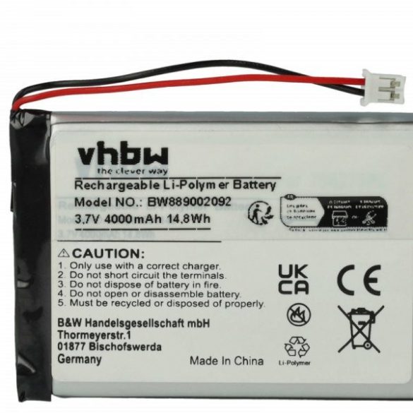 Lítium polymer akku JST csatlakozóval 7.1 x 4.9 x 0.8 cm - 4000 mAh 3.7 V Li-polymer - Utángyártott