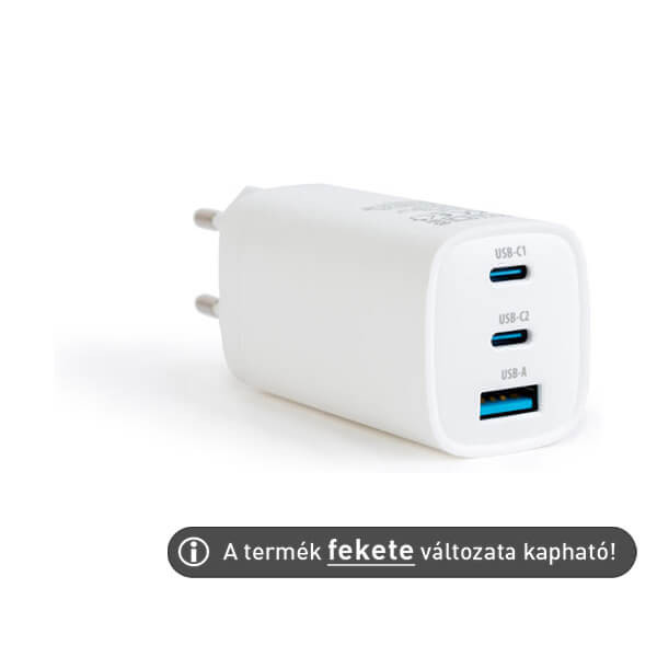   Adapter hálózati Delight USB + Type-C max65W gyorstöltéssel – FEKETE