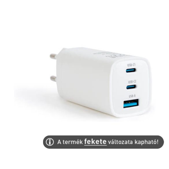 Adapter hálózati Delight USB + Type-C max65W gyorstöltéssel – FEKETE
