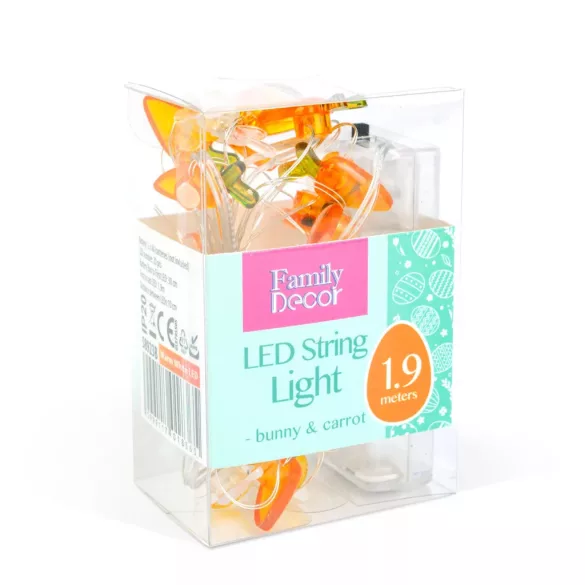 LED fényfüzér répa+nyuszi 2m 20Led 2*AA