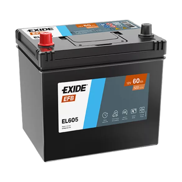 EXIDE Start-Stop EFB EL605 12V 60Ah 520A autó akkumulátor BAL+