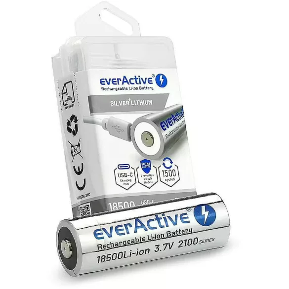 everActive 18500 2100mAh 3,7V Li-ion akku beépített tölto - USB-C csatlakozó