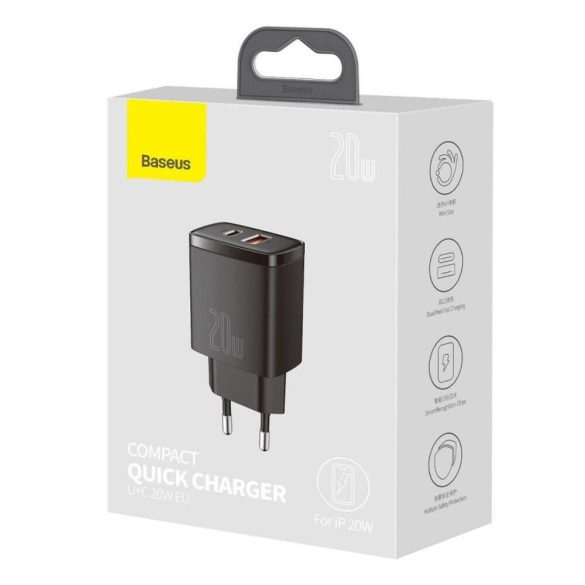Baseus USB töltő 1xUSB QC3 /1xUSB C PD3.0 20W