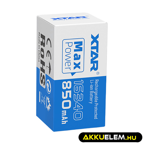 XTAR 16340 850mAh 3,6V Li-Ion akkumulátor PCB