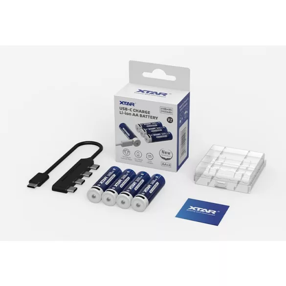 Xtar AA 2450mAh 4100mWh 1,5V Li-Ion akku beépített USB-C töltővel