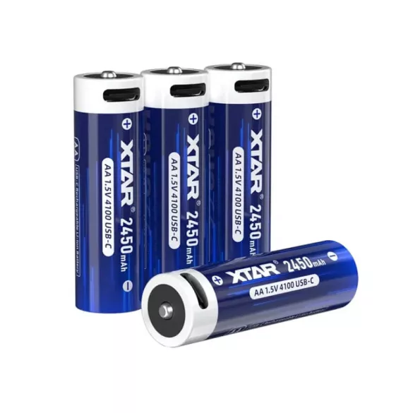 Xtar AA 2450mAh 4100mWh 1,5V Li-Ion akku beépített USB-C töltővel