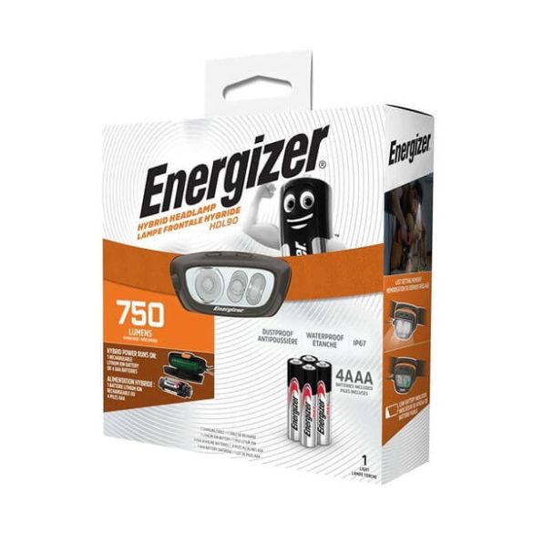 Energizer Hybrid fejlámpa HDL90 750lumen tölthető 4*AAA vagy 1LiIon