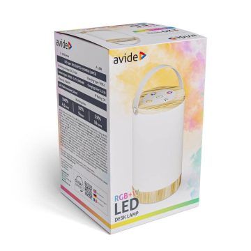 Avide asztali lámpa RGB,nyomógombos, fa utánzat. 120lum