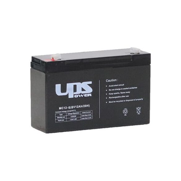 UPS Power 6V 12Ah zselés akkumulátor (MC12-6)