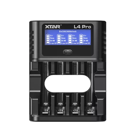 Xtar L4 Pro töltő 1,5V li-ion és 1,2V NiMH AA/AAA akkukhoz LCD kijelzővel