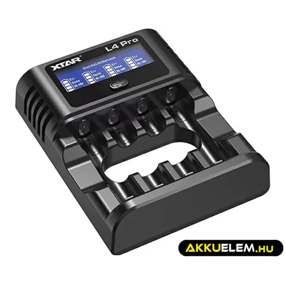Xtar L4 Pro töltő 1,5V li-ion és 1,2V NiMH AA/AAA akkukhoz LCD kijelzővel