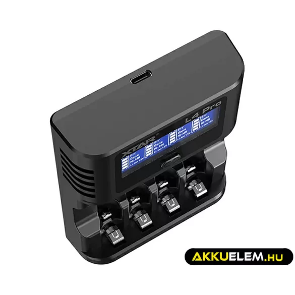 Xtar L4 Pro töltő 1,5V li-ion és 1,2V NiMH AA/AAA akkukhoz LCD kijelzővel