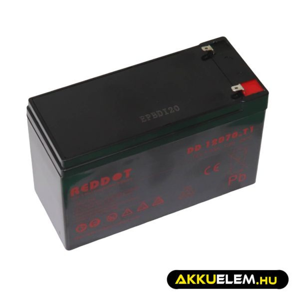 SLA 12V 7Ah zselésakku T1 Reddot DD 12070.T1