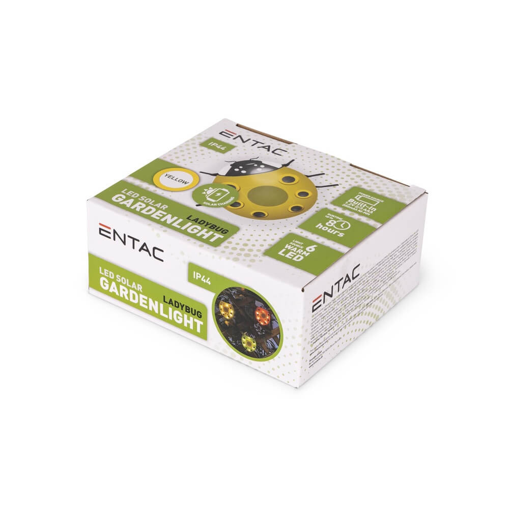 Lámpa nyomógombos katica Entac IP44 1.2V 2/3AAA 200mAh solar sárga