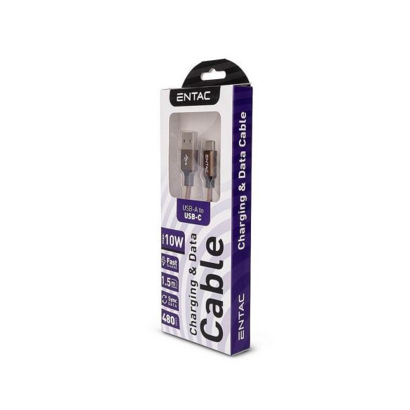 Entac kábel 10W-ig USB-A to USB-C 150cm Barna