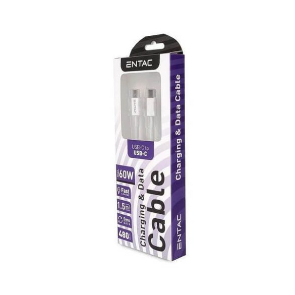 Entac kábel 60W-ig USB-C to USB-C 150cm Türkiz