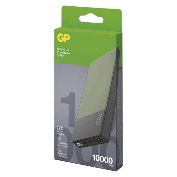 GP Powerbank M10C, 10000mAh 22,5W LED kijelzővel ZÖLD M2+
