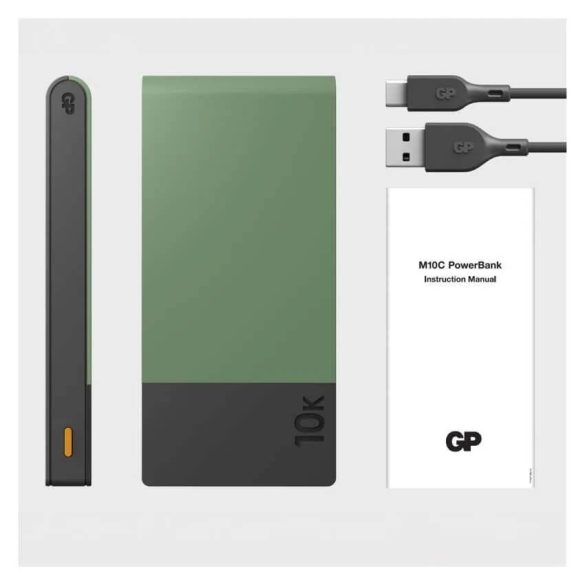GP Powerbank M10C, 10000mAh 22,5W LED kijelzővel ZÖLD M2+