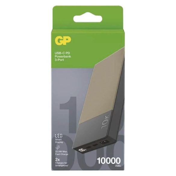 GP Powerbank M10C, 10000mAh 22,5W LED kijelzővel beige M2+