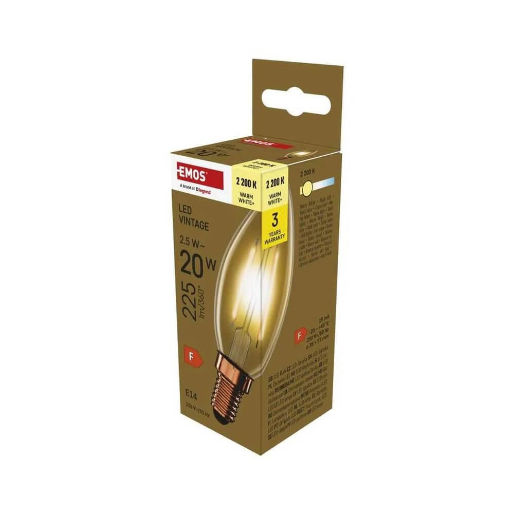 EMOS Vintage E14 A60 2.5W (20W) 225lm LED filament WW+