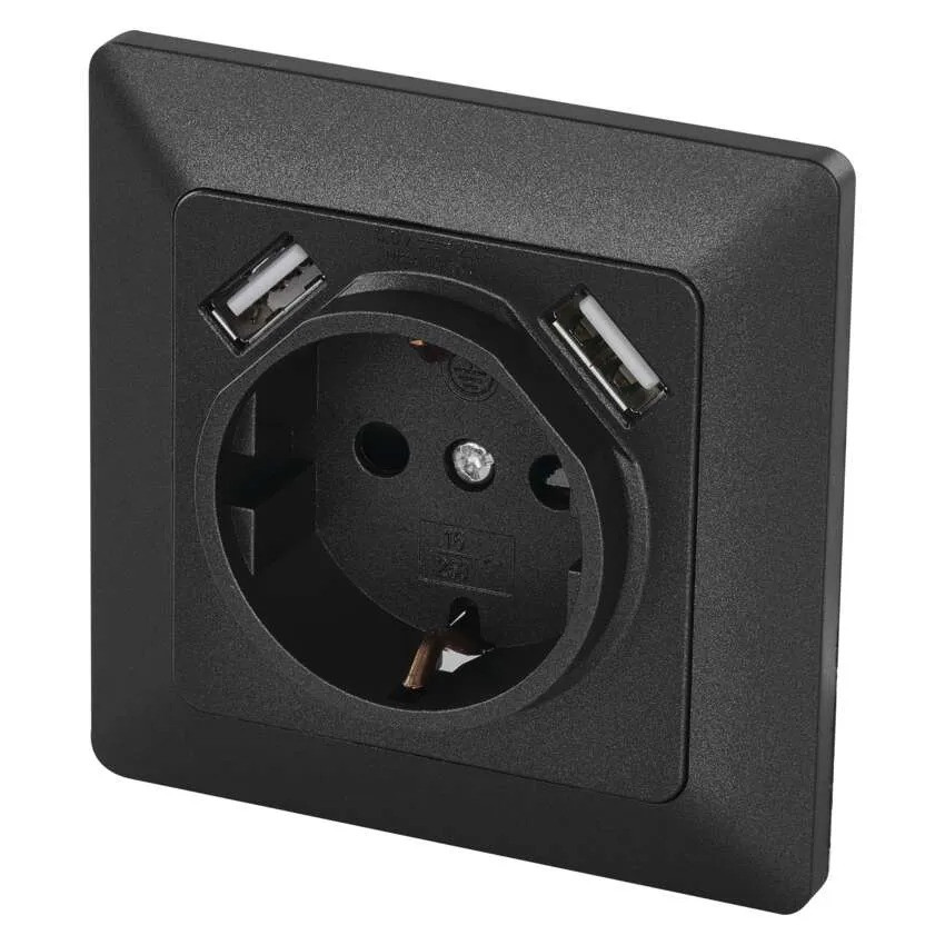 Fali aljzat 2* USB-vel 2.1A töltő 16A max. A6000.3