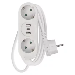 Hosszabbító 1.4m 2* USB-A+ 1 USB-C 2.1 A