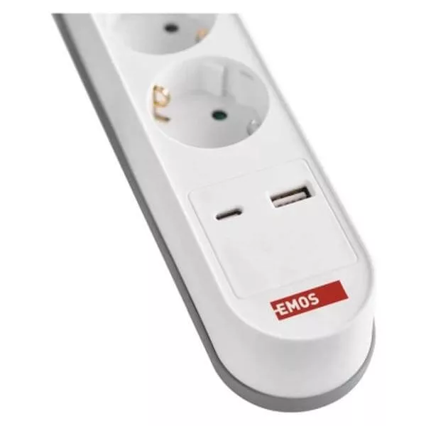 Hálózati hosszabbító 3 alj 2m kábel + kapcsoló + USB-A+ USB-C