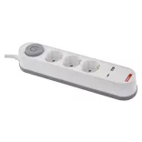 Hálózati hosszabbító 3 alj 2m kábel + kapcsoló + USB-A+ USB-C