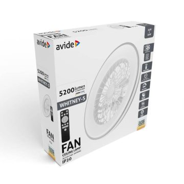   Avide Mennyezeti lámpa ventilátorral Wanda ezüst, 2x24W+15W motor, távirányítós