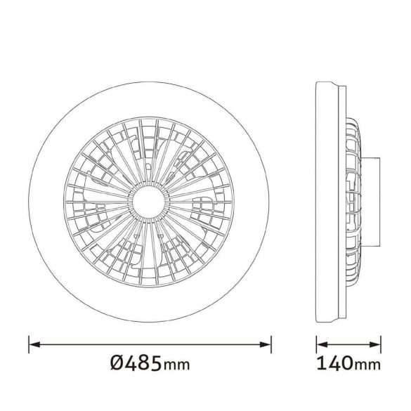 Avide Mennyezeti lámpa ventilátorral Wanda ezüst, 2x24W+15W motor, távirányítós