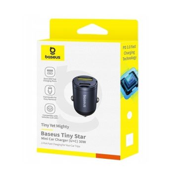   Baseus autós adapter USB QC4.0+ és USB-C PD 3.0 30W gyorstöltés