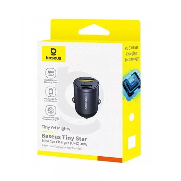Baseus autós adapter USB QC4.0+ és USB-C PD 3.0 30W gyorstöltés