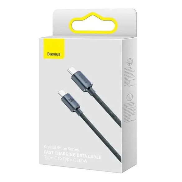 Baseus  USB-C PD 2.0 120cm Crystal Quick Charge 3.0 5A kábel 100W gyorstöltés