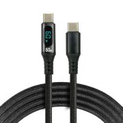   everActive USB-C PD LCD kábel Power Delivery 2.0 3A/20V 60W gyorstöltés 1m feket