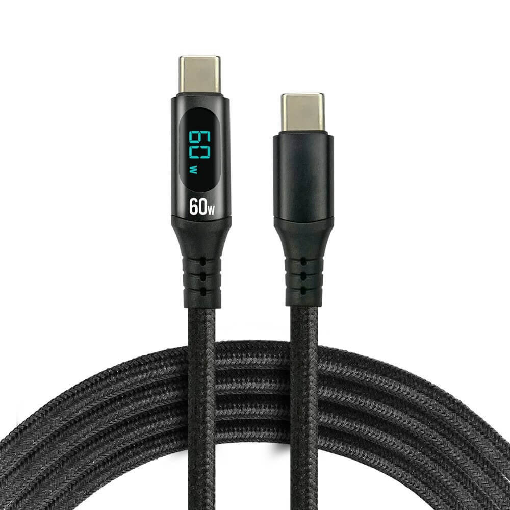 everActive USB-C PD LCD kábel Power Delivery 2.0 3A/20V 60W gyorstöltés 1m feket