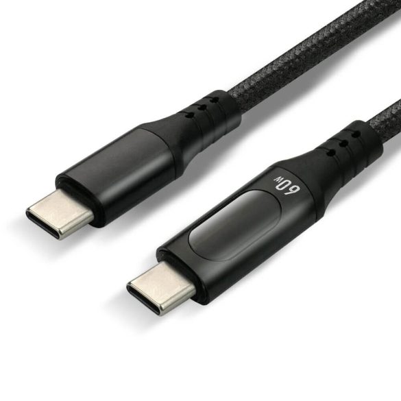 everActive USB-C PD LCD kábel Power Delivery 2.0 3A/20V 60W gyorstöltés 1m feket