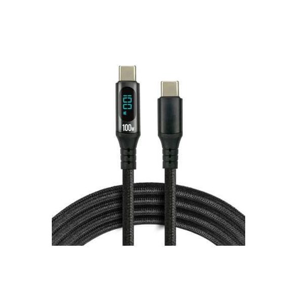 everActive USB-C PD E-Marker LCD kábel Power Delivery 3.0 5A/20V 100W 1m fekete