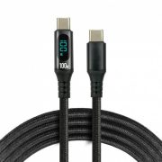  everActive USB-C PD E-Marker LCD kábel Power Delivery 3.0 5A/20V 100W 2m fekete