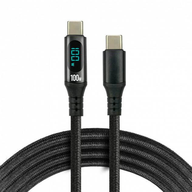 everActive USB-C PD E-Marker LCD kábel Power Delivery 3.0 5A/20V 100W 2m fekete