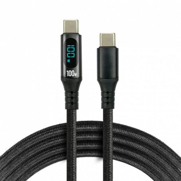 everActive USB-C PD E-Marker LCD kábel Power Delivery 3.0 5A/20V 100W 2m fekete