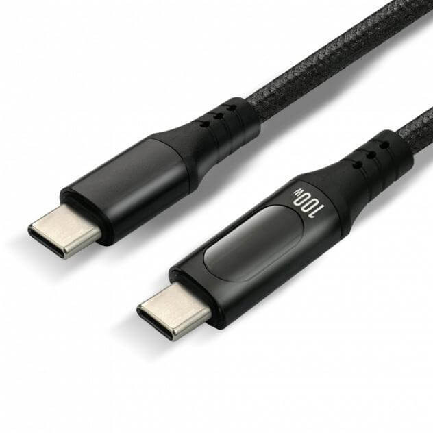 everActive USB-C PD E-Marker LCD kábel Power Delivery 3.0 5A/20V 100W 2m fekete