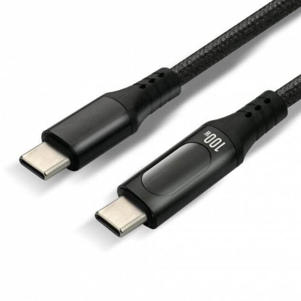 everActive USB-C PD E-Marker LCD kábel Power Delivery 3.0 5A/20V 100W 2m fekete