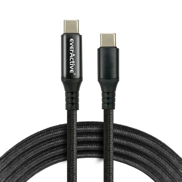 everActive USB-C PD E-Marker LCD kábel Power Delivery 3.0 5A/20V 100W 2m fekete